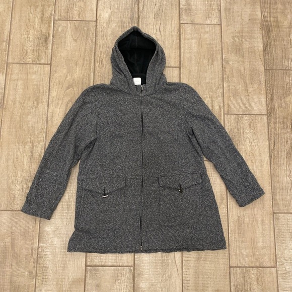 J Jill Fit Jackets & Blazers - J. Jill Fit Jacket M Gray Long Hooded Full Zip Athleisure Gym Athletic Preppy